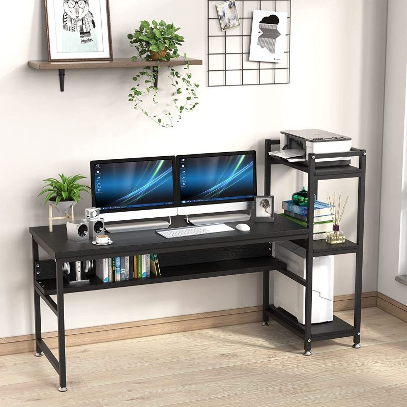 Photo 1 of CharaVector Tower Computer Desk, Modern Writing Desk for Home Office, Dark Coffee
