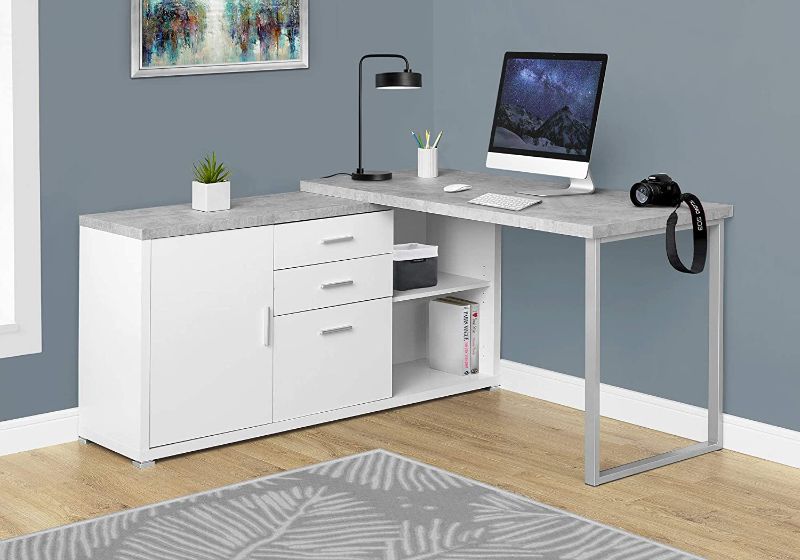 Photo 1 of Monarch Specialties Computer Desk - 60"L White / Cement-Look Left/Right Face
(Parts Only - Incomplete)