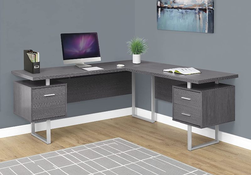 Photo 1 of Monarch Specialties Computer Desk - 60"L White / Cement-Look Left/Right Face
(Incomplete - Parts Only)