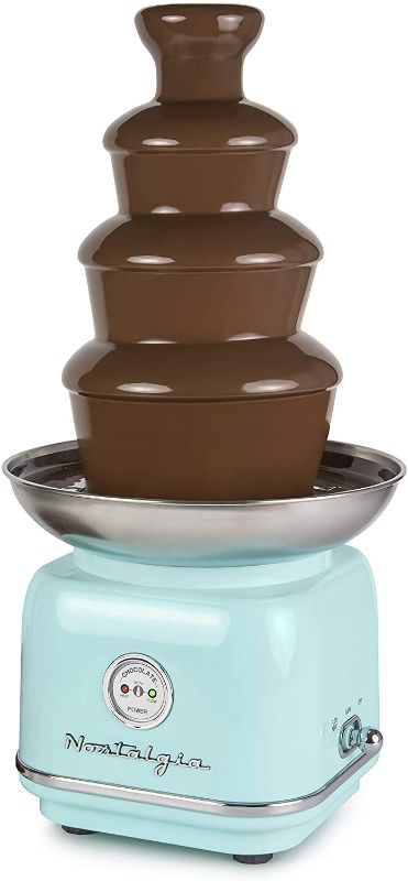 Photo 1 of Nostalgia CLCF4AQ Retro Chocolate Fondue Fountain, 2-Pound Capacity, Easy to Assemble 4 Tiers, Perfect For Nacho Cheese, BBQ Sauce, Ranch, Liqueurs, Aqua


//damaged//tested, working//used 