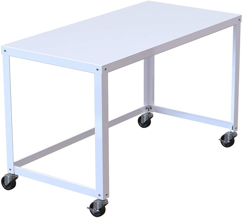 Photo 1 of Office Dimensions 21647 White RTA 48" Wide Mobile Metal Desk Workstation Home Office Collection
