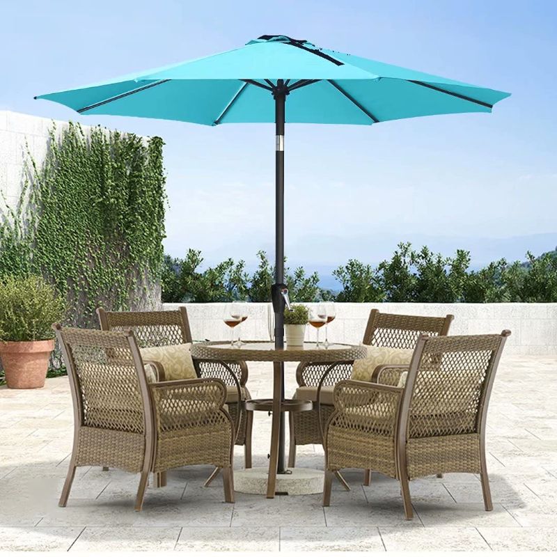 Photo 1 of ABCCANOPY 9' Patio Umbrella Table Market Umbrella with Push Button Tilt 8 Ribs 13+Colors,Turquoise
