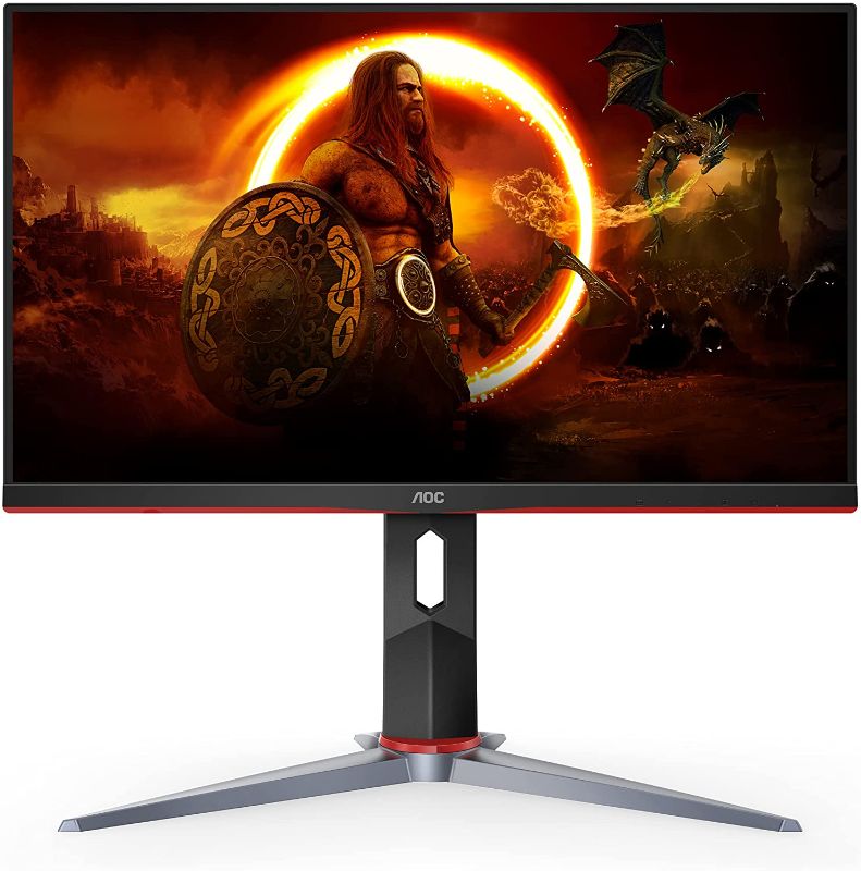 Photo 1 of AOC 24G2 24" Frameless Gaming IPS Monitor, FHD 1080P, 1ms 144Hz, Freesync, HDMI/DP/VGA, Height Adjustable, 3-Year Zero Dead Pixel Guarantee,Black/Red
