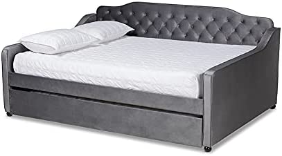 Photo 1 of Baxton Studio Transitional Daybed with Grey Finish Freda-Grey Velvet-Daybed-Q/T
