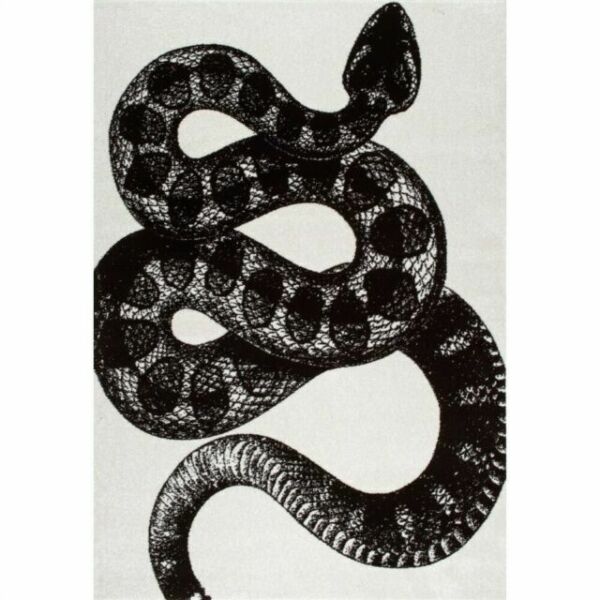 Photo 1 of Black And White Simple Serpent 5' x 8' Area Rug
