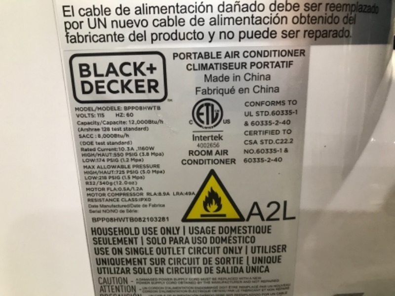 Photo 7 of BLACK+DECKER 10,000 BTU Portable Air Conditioner
