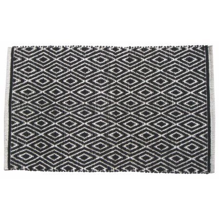 Photo 1 of Black Cotton Diamond-patterned Rug
