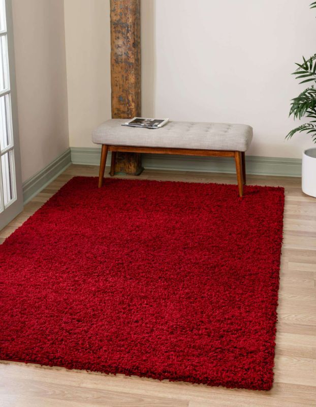 Photo 1 of 5' 3"  x 7' Solid Red  Shag Rug