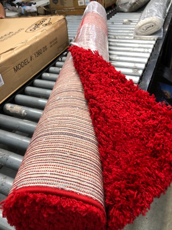 Photo 2 of 5' 3"  x 7' Solid Red  Shag Rug