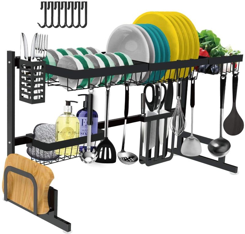 Photo 1 of 
Dish Drying Rack Over The Sink -Adjustable Large Dish Rack Drainer for Kitchen Organization Storage Space Saver Shelf Holder with 7 Utility Hooks Dish Rack...