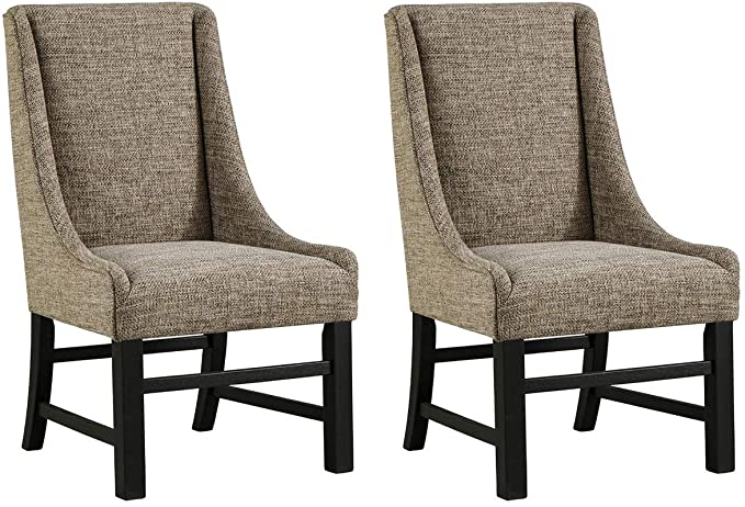 Photo 1 of Ashley Furniture Signature Design - Sommerford Dining Arm Chair - Set of 2 - Casual - Brown Upholstery - Black Wood Frame