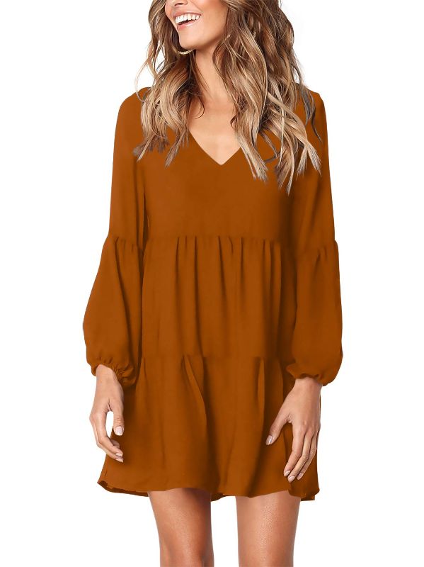 Photo 1 of Amoretu Women Summer Tunic Dress V Neck Casual Loose Flowy Swing Shift Dresses
