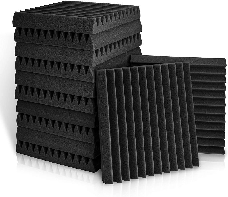 Photo 2 of Acoustic Panels, 2" X 12" X 12" Acoustic Foam Panels, Studio Wedge Tiles, Sound Panels wedges Soundproof Sound Insulation Absorbing Home and Office(12 Pack, Black)
