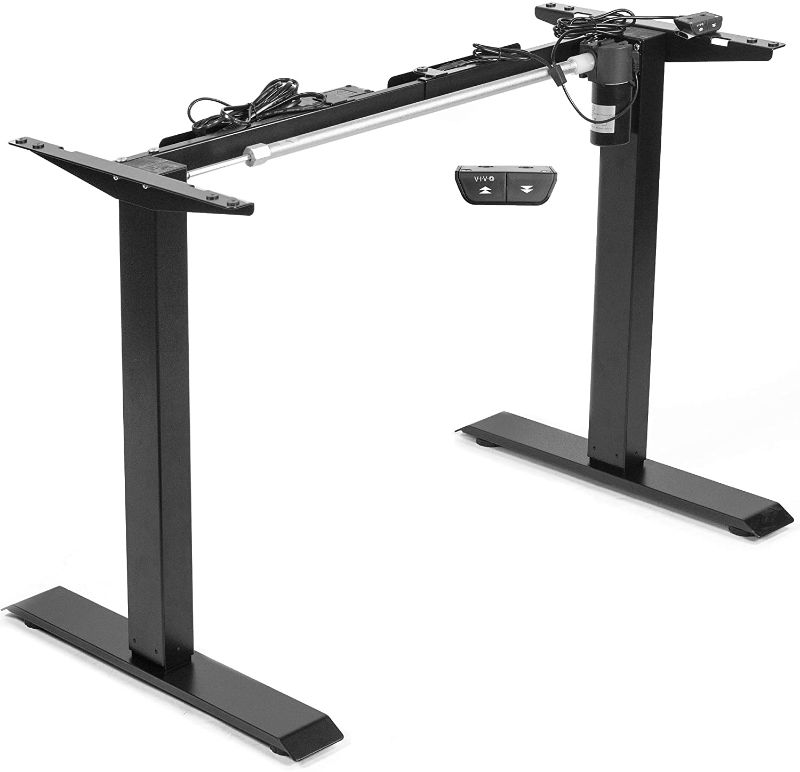 Photo 1 of Black Electric Stand Up Desk Frame Workstation, Single Motor Ergonomic Standing Height Adjustable Base with Simple Controller, DESK-