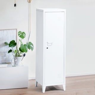 Photo 1 of Furniture R 1-Door Wardrobe Metal Storage Cabinet (White)
