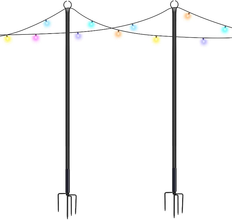 Photo 1 of Brillihood Outside String Light Poles, 9Ft Sturdy 4-Prong Fork Pole Stand for Hanging String Lights + Used for Patio, Backyard, Courtyard Garden, Christmas, Café Wedding Light Décor, 2-Pack
**ONE ONLY**
