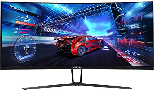 Photo 1 of Sceptre 35 Inch Curved UltraWide 21 9 LED Creative Monitor QHD 3440x1440 Frameless AMD Freesync HDMI DisplayPort Up to 100Hz Machine Black 2020 C355W3440UN TURNS ON BUT DOESNT STAY ON