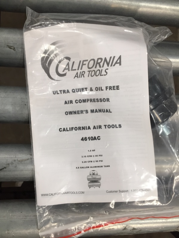 Photo 4 of California Air Tools 4610ac Ultra Quiet & Oil-Free 1.0 HP, 4.6 gal. Aluminum Twin Tank Air Compressor

//tested working//new out of box  