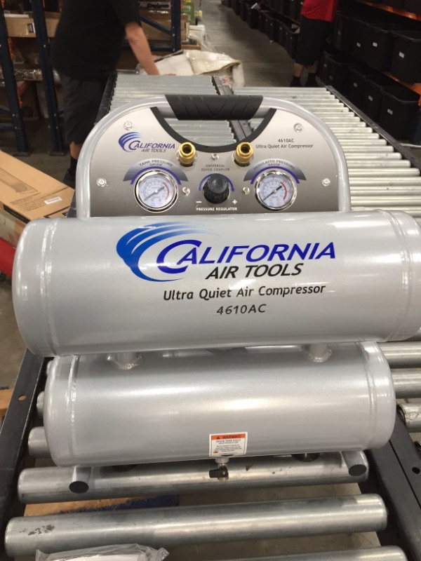 Photo 3 of California Air Tools 4610ac Ultra Quiet & Oil-Free 1.0 HP, 4.6 gal. Aluminum Twin Tank Air Compressor

//tested working//new out of box  