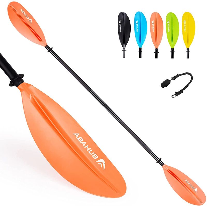 Photo 1 of Abahub 1 x Kayak Paddles, 90.5 Inches Kayaking Oars for Boating, Canoeing with Free Paddle Leash, Aluminum Alloy Shaft Black, Orange Plastic Blades