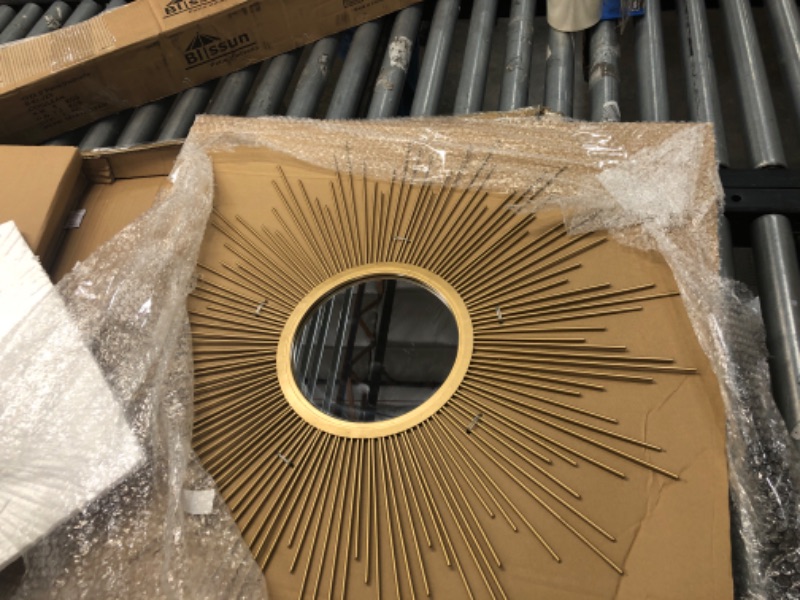 Photo 2 of 29.5 Dia Fiore Sunburst Round Decorative Wall Mirror Gold