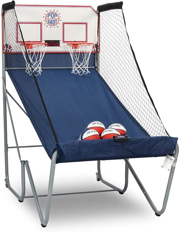 Photo 1 of Pop-A-Shot Official Home Dual Shot Basketball Arcade Game - 16 Different Games - 6 Audio Options - Near 100% Scoring Accuracy - Multiple Height Settings - Large LED Scoreboard
