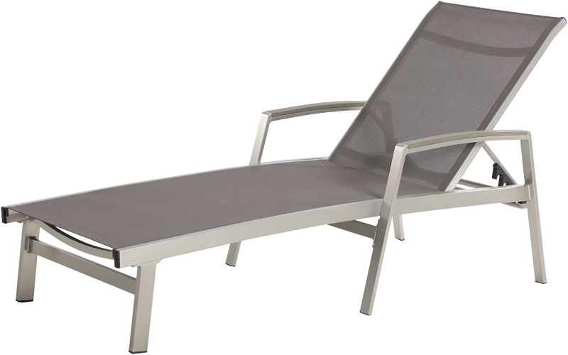 Photo 1 of Christopher Knight Home 305143 Joy Outdoor Mesh and Aluminum Chaise Lounge, Gray
