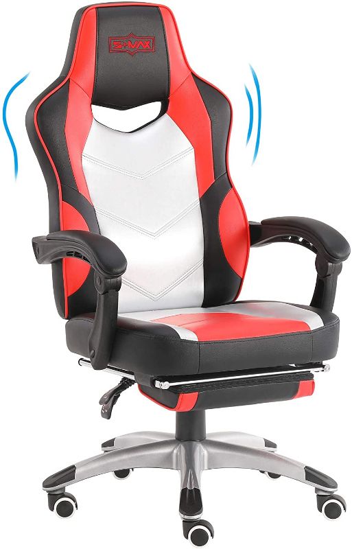 Photo 1 of SMAX Gaming Chair for Adults Gamer Chair High Back Video Game Chairs PU Leather Ergonomic Backrest and Seat Height Adjustable Swivel Recliner with Headrest and Lumbar Support sliver and Red
