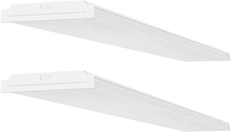 Photo 1 of AntLux 72W LED Wraparound Light 4FT LED Office Lights Ceiling, 8600 Lumens, 4000K Neutral White, 4 Foot Flush Mount Wrap Lighting Fixture for Garage Workshop, Fluorescent Light Replacement, 2 Pack
