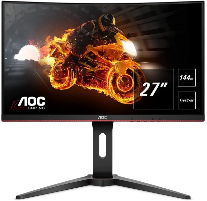 Photo 1 of AOC C27G1 27" Curved Frameless Gaming Monitor FHD 1080p, 1800R VA panel, 1ms 144Hz, FreeSync, DP/HDMI/VGA, Height adjustable, VESA, 3-Year Zero Dead Pixels,Black
