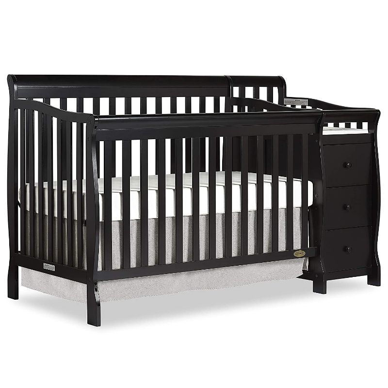 Photo 1 of Dream On Me 5-in-1 Brody Convertible Crib with Changer in Black, Greenguard Gold Certified
