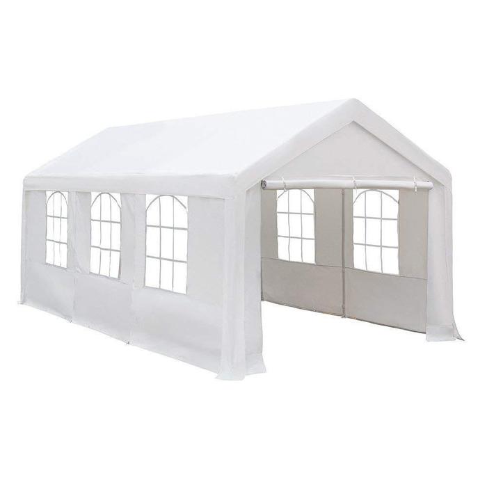 Photo 1 of 10 x 20 Feet Heavy-Duty Carport/ Canopy with Windows and Sidewalls, White
//COSMETIC DAMAGED