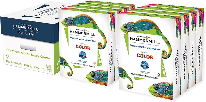 Photo 1 of 
Hammermill Cardstock, Premium Color Copy, 80 lb, 8.5 x 11-8 Pack (2,000 Sheets) - 100 Bright, Made in the USA Card Stock, 120023C
//NEW