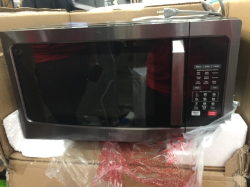 Photo 1 of Toshiba Smart Sensor LED Light 1.5 Ft Stainless Convection Microwave Oven, Black