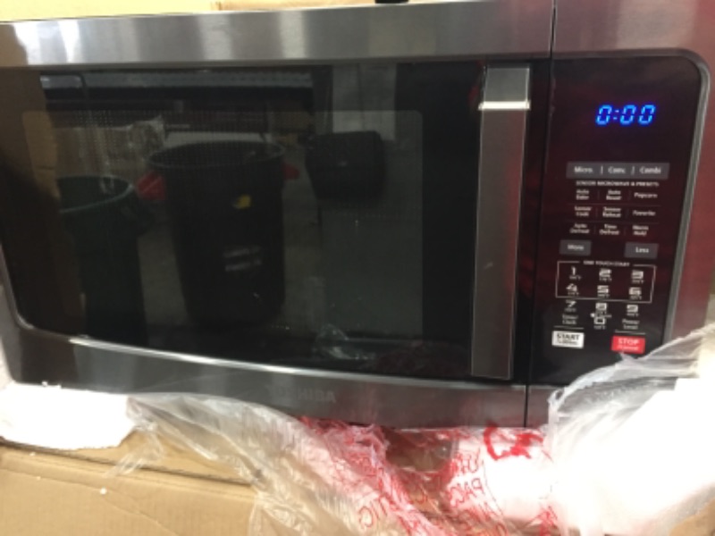 Photo 1 of Toshiba Smart Sensor LED Light 1.5 Ft Stainless Convection Microwave Oven, Black