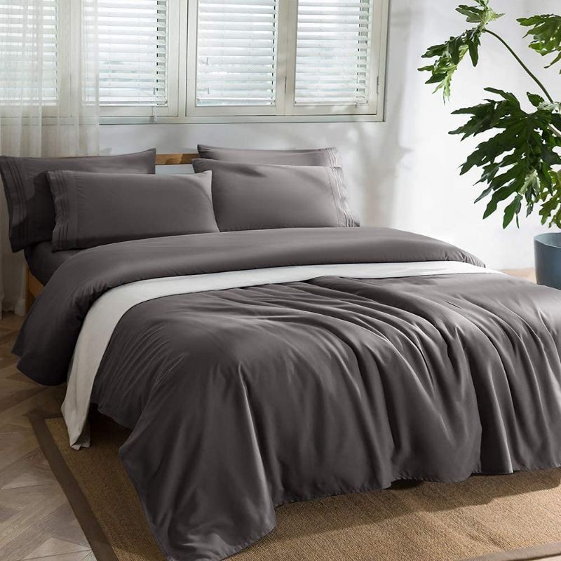 Photo 1 of SAKIAO -6PC King Size Bed Sheets Set - Soft and Comfortable Brushed Microfiber 1800 Thread Count Percale - 16" Deep Pocket(King,Grey)
//previously open 