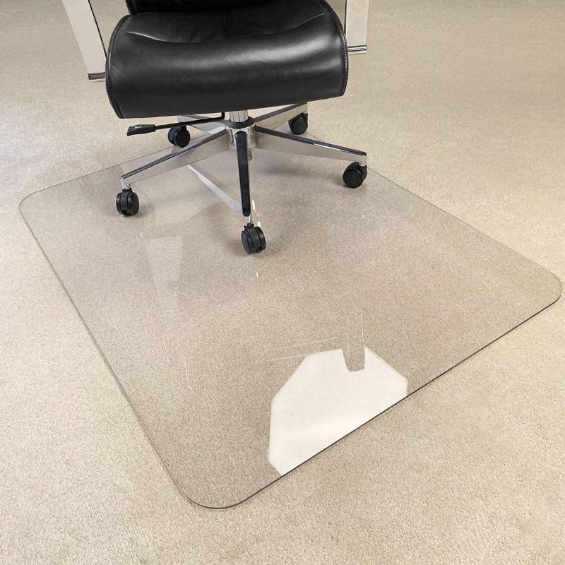Photo 1 of  Crystal Clear 1/5" Thick 47" x 40" Heavy Duty Hard Chair Mat, Can be Used on Carpet or Hard Floor
//damaged due to shipping 