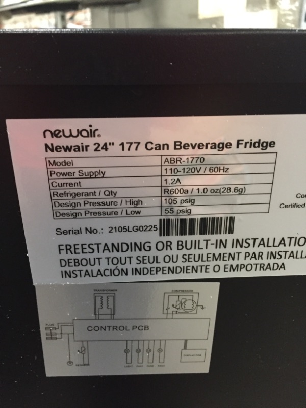 Photo 5 of 24 in. 177 (12 oz) Can Built-In Beverage Cooler Fridge w/ Precision Temp. Controls, Adjustable Shelves - Stainless Steel
//dents //dirty // tested power On