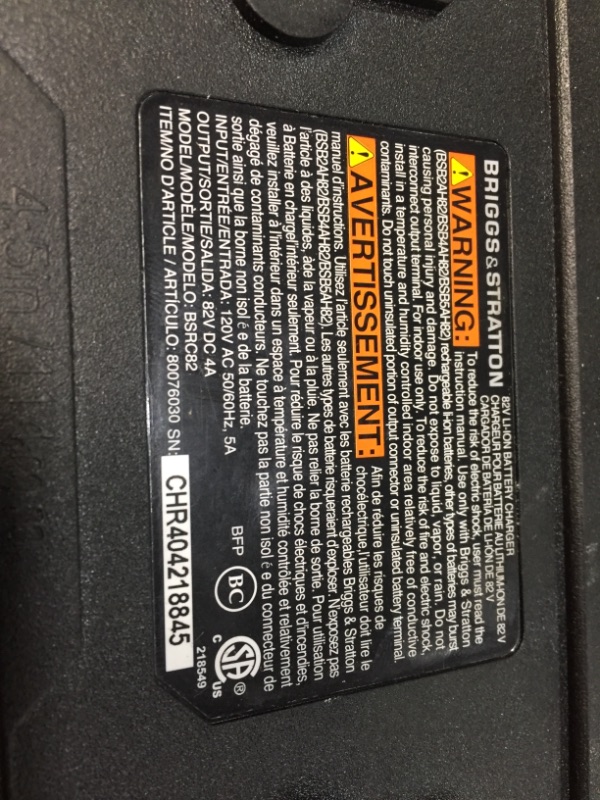 Photo 6 of SET OF 2 Briggs & Stratton 82V MAX 2.0 Lithium-ion Battery for Snapper XD Cordless Electric Tools
WITH CHARGER