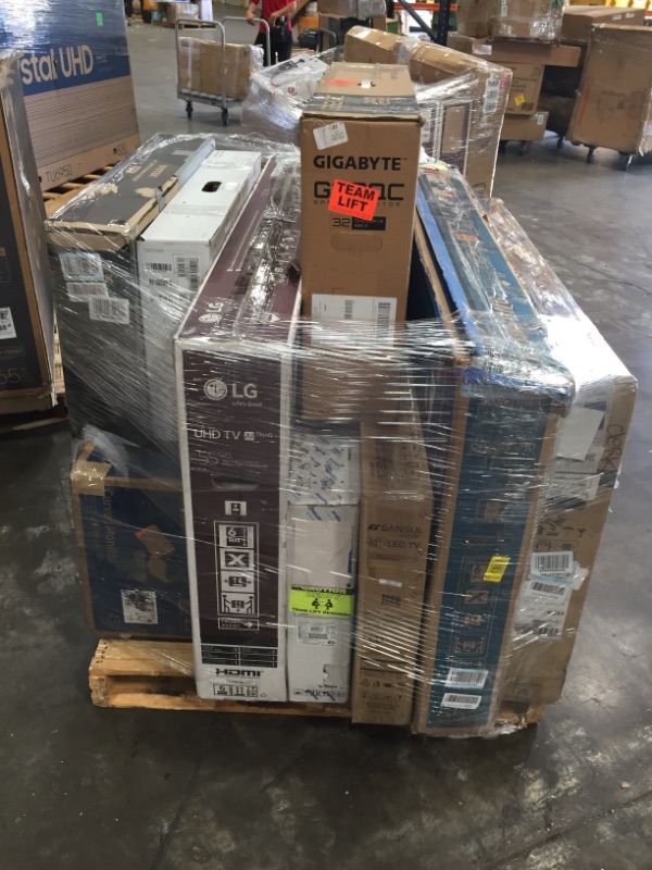 Photo 1 of PALLET OF ASSORTED BROKEN TVS AND MONITORS