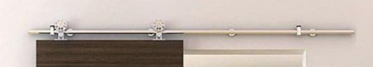 Photo 1 of 6 ft./72 in. Stainless Steel Sliding Barn Door Hardware Kit Spoke Wheel for Single Door with Non-Routed Floor Guide
