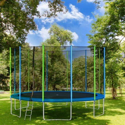 Photo 1 of 16Ft Trampoline For Kids With Safety Enclosure Net, Ladder And 12 Wind Stakes, Round Outdoor Recreational Trampoline **( Box 2 of 3 )**