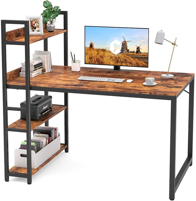Photo 1 of **PARTS ONLY **CubiCubi Computer Desk 47 inch with Storage Shelves Study Writing Table for Home Office,Modern Simple Style, Rustic Brown
