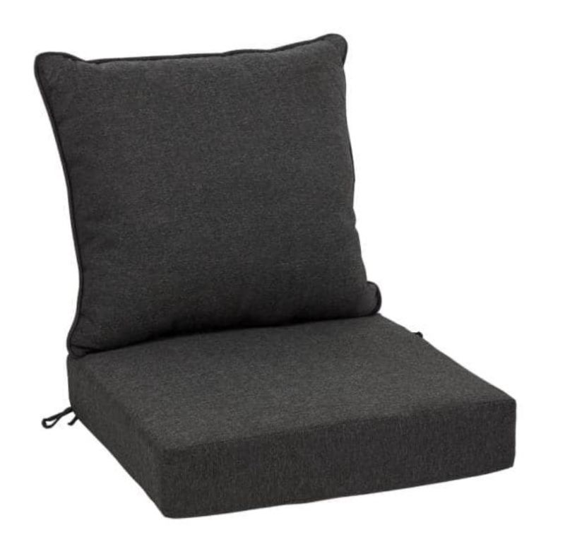 Photo 1 of ARDEN SELECTIONS
24 in. x 24 in. 2-Piece Deep Seating Outdoor Lounge Chair Cushion in Ink Black Oceantex