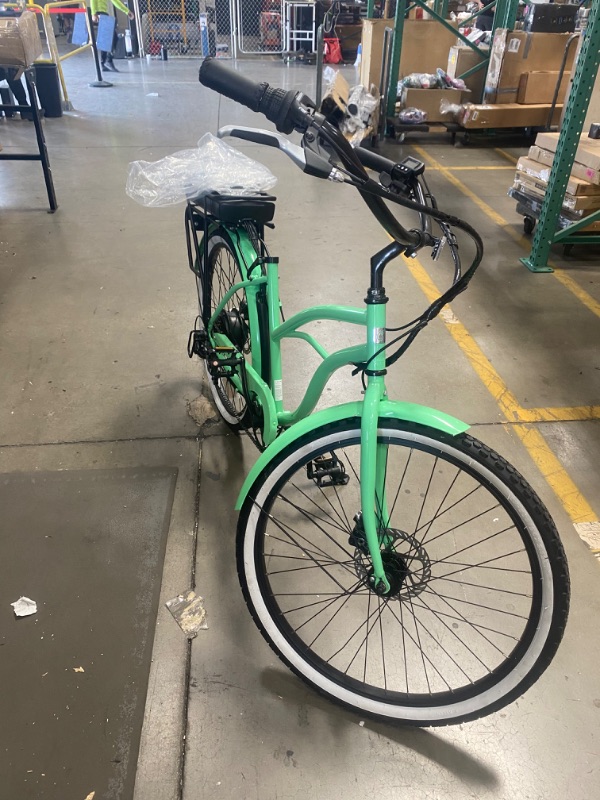 Photo 1 of SOME DAMAGE***LOOK AT PHOTOS**NO SEAT****sixthreezero Electric-Bicycles Around The Block Women's Ebike, 250/500 Watt Motor, 7-Speed Beach Cruiser Bicycle with Rear Rack, 26" Wheels, Multiple Colors
