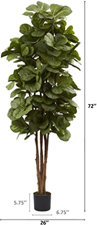 Photo 1 of ***BROKEN POT*** NEARLY NATURAL 6FT FIDDLE LEAF FIG ARTIFICIAL TREES, 72IN, GREEN