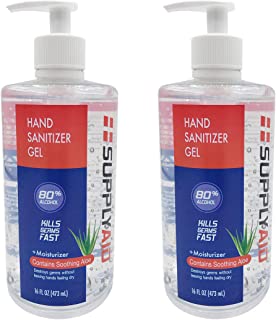 Photo 1 of SupplyAID RRS-HS16 80% Alcohol Hand Sanitizer Gel w/Soothing Aloe FDA # 74035-1051-5, 16 Fl Oz
AS IS 2PKS