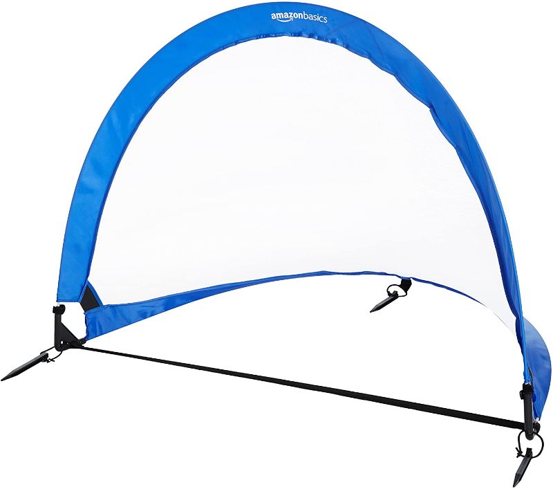 Photo 1 of Amazon Basics Pop-Up Soccer Goal Net Set with Carrying Case - 4 Feet, Blue
