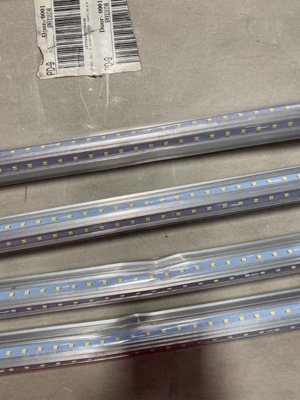 Photo 4 of T8 Integrated LED Tube Light V Shape 8FT LED Shop Cooler Light Fixtures 5000K 72W (150W Fluorescent Equivalent), for Garage Workshop, Clear Lens Daylight White 4PK, BENT PLEASE SEE PHOTOS 