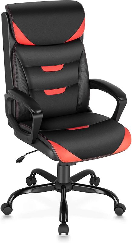 Photo 1 of ELABEST Office Chair - Executive Computer Desk Chair with Bonded Leather, Thick Foam Cushion, Lumbar Support, Padded Armrest, Swivel Ergonomic Task Managerial Chair for Office, Gaming
AS IS USED, REMAINING PARTS INSIDE BACK OF CHAIR 